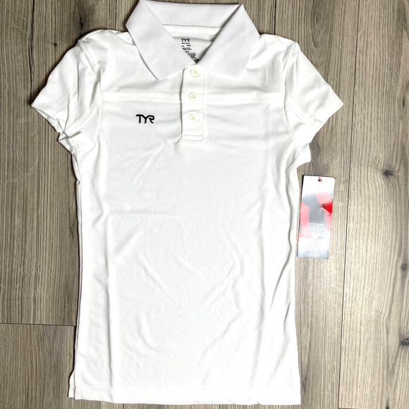 TYR Women's Alliance Tech Polo Shirt White Textured  TFPOC6A - Size Medium - $40 - Picture 1 of 6
